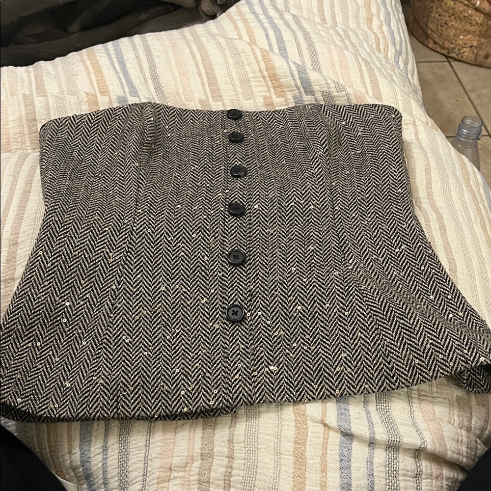 Black and beige Herringbone CAMI NYC Corset Top, size 4